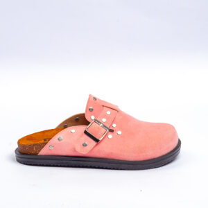 Pink Suede Clogs with Buckle