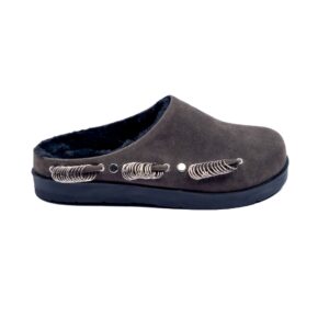 fur Lined suede clogs Gray