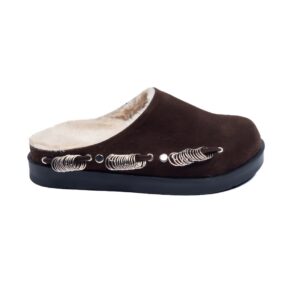 fur Lined suede clogs Brown